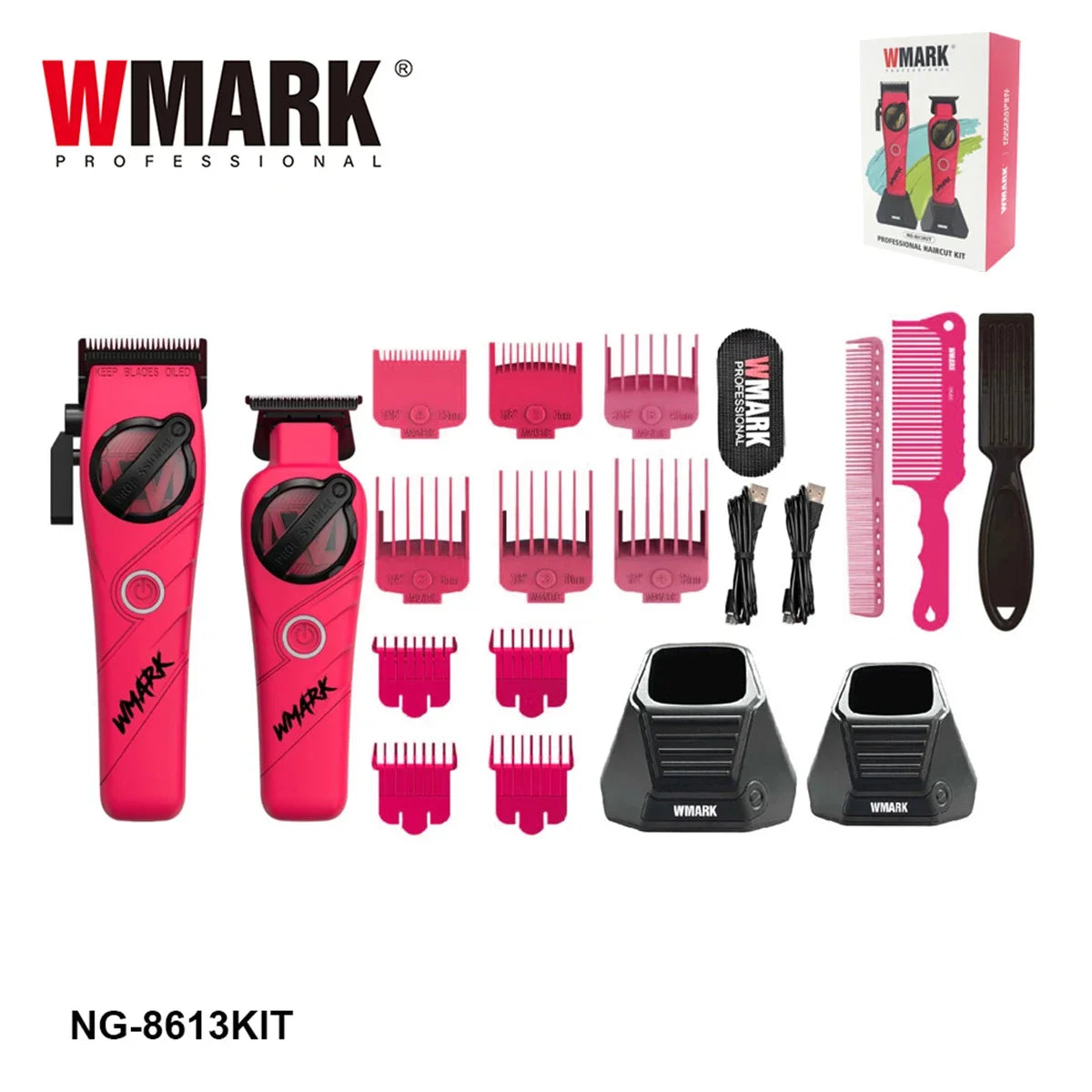 WMARK NG-8613KIT – Profesjonalny Zestaw Maszynki Fryzjerskiej z Ładowarką Bazową